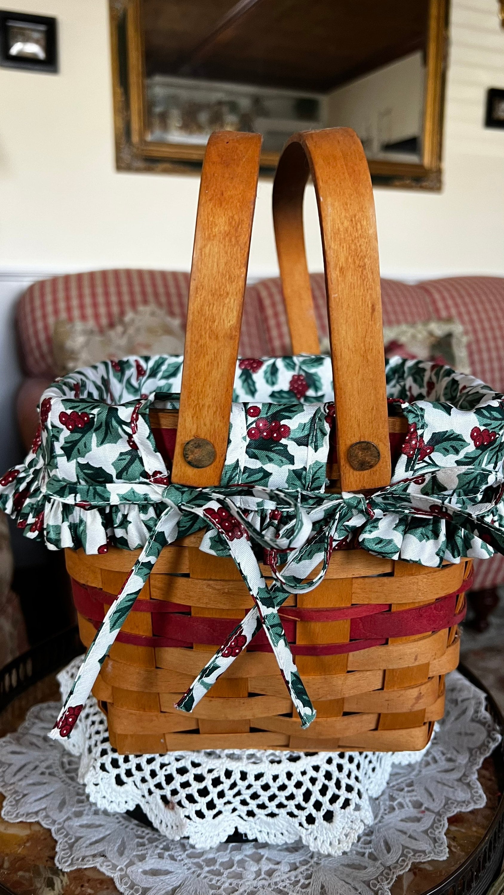 LONGABERGER ロンガバーガー　花柄 ラージ ピクニックバスケット LONGABERGER ロンガバーガー 花柄 ラージ ピクニックバスケット