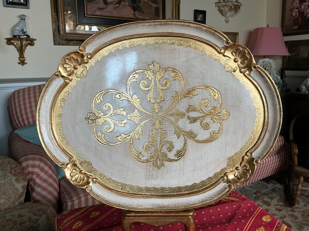 FLORENTINE WOODEN GOLD OVAL TRAY SMALL main image 0