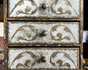 Italian Florentine Wood Dresser Drawer Jewelry Box