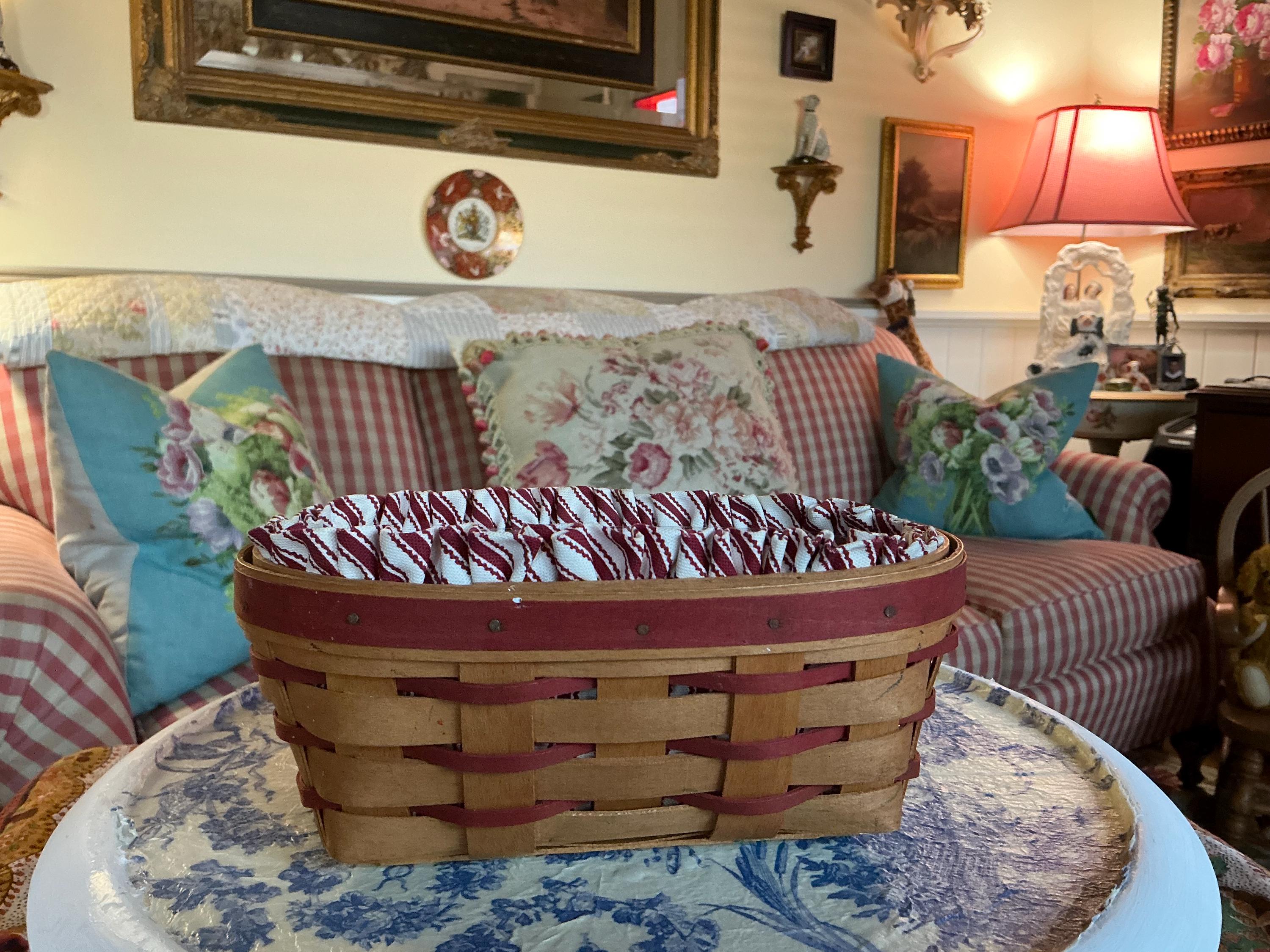 Farmhouse Longaberger Oval Basket With Fabric Liner and Plastic - Etsy