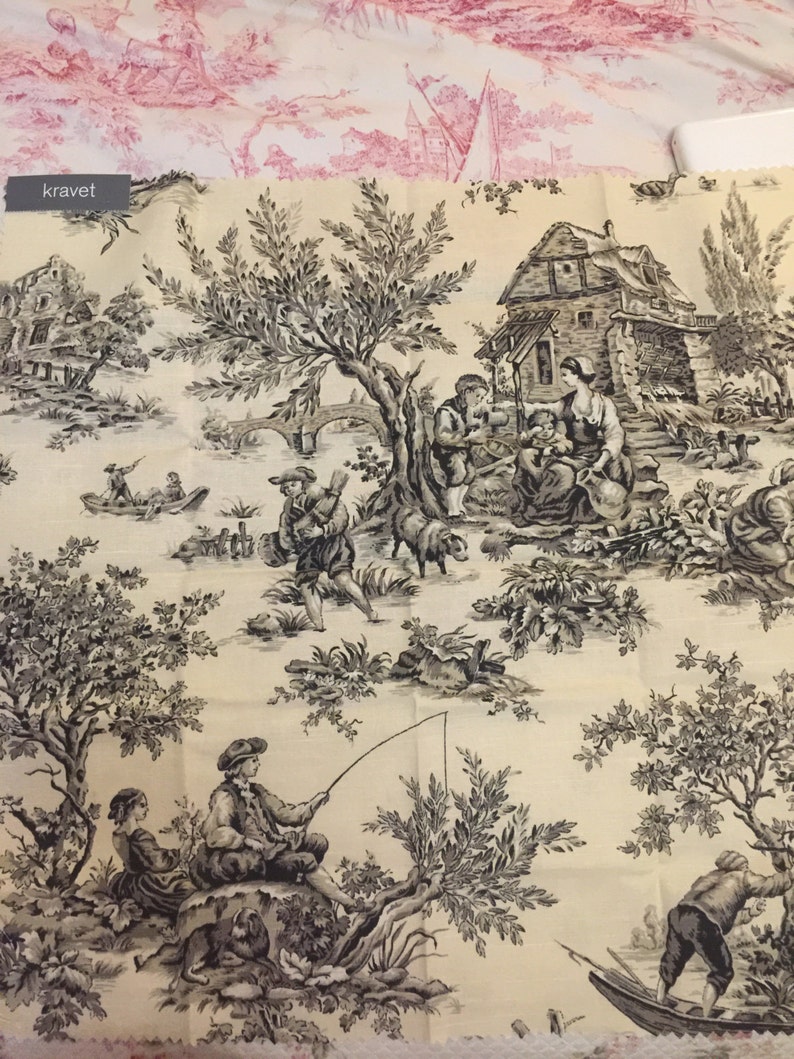 French Country Pierre Deux Fabric Kravet toile Aumont noir