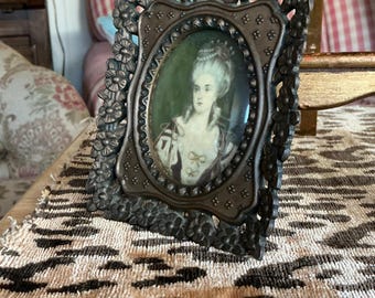 French Country Victorian Cameo Lady Lambert de Morigney Frame Art