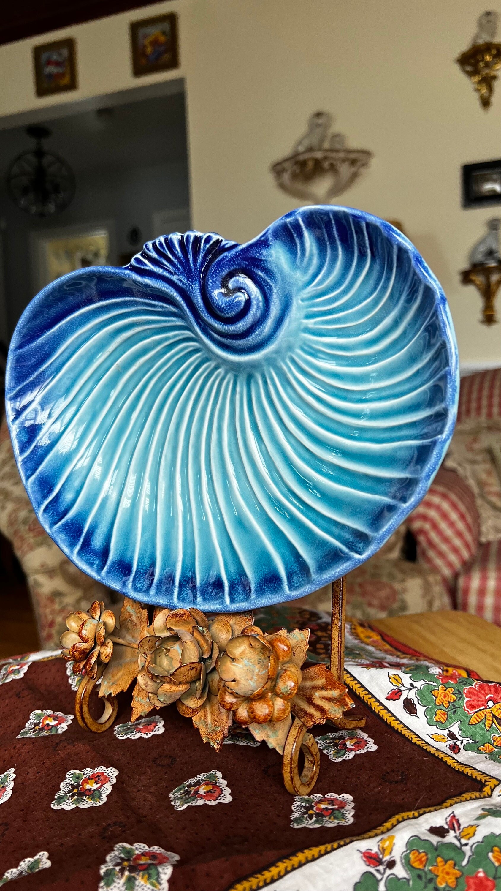 Whimsical Nautilus Sea Shell Olfaire Majolica Tray Bowl Dish - Etsy