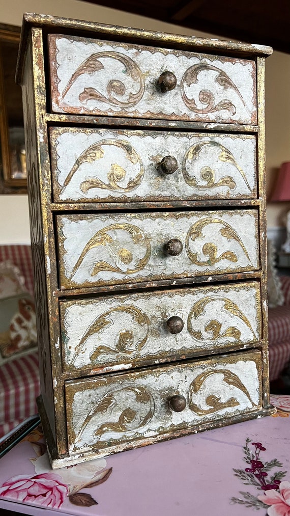 Italian Florentine Wood Dresser Drawer Jewelry Box - image 3