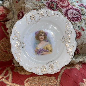 French Country Girl Chic Portrait Scalloped Plate