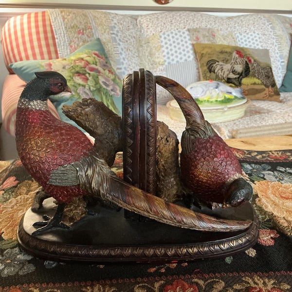 English Country Classic Pair of Autumn Pheasant Birds Bookends