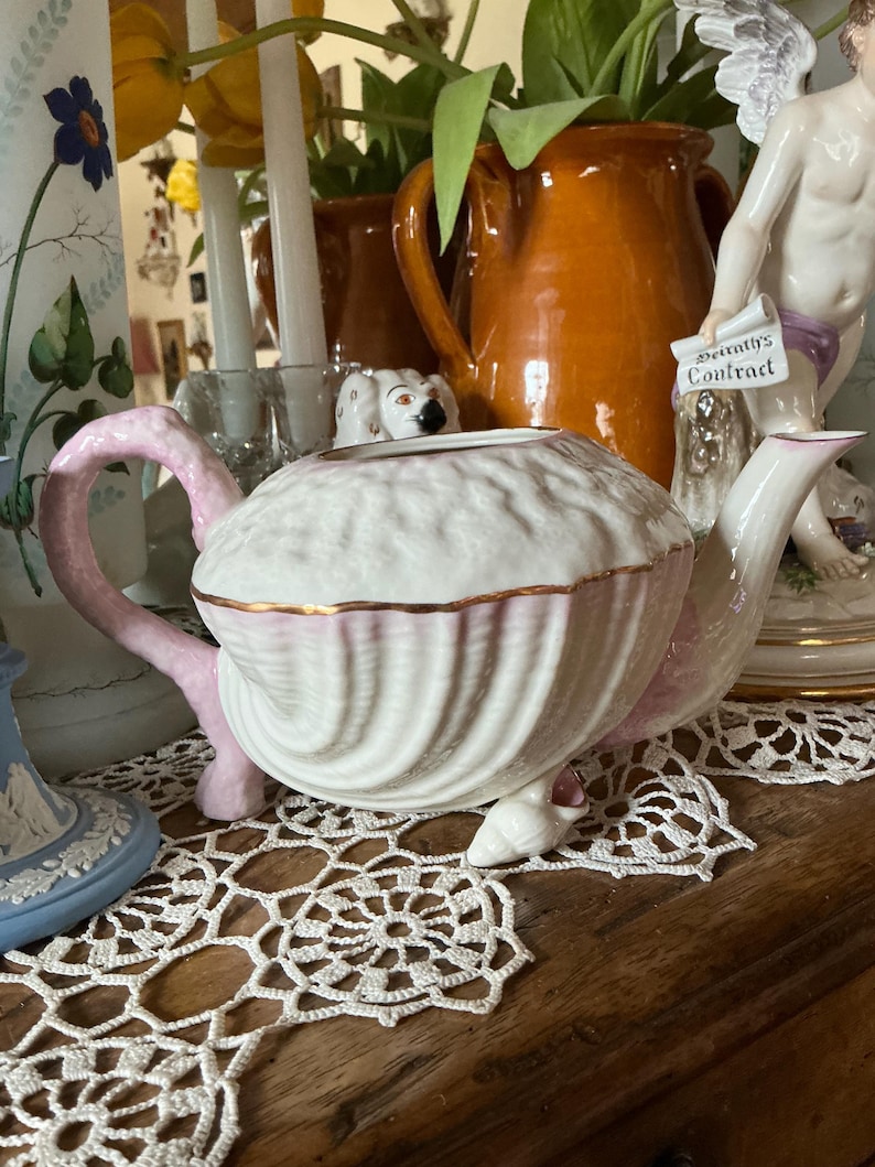 Ireland Belleek Pink Neptune Shell Teapot Without Lid Top - Etsy