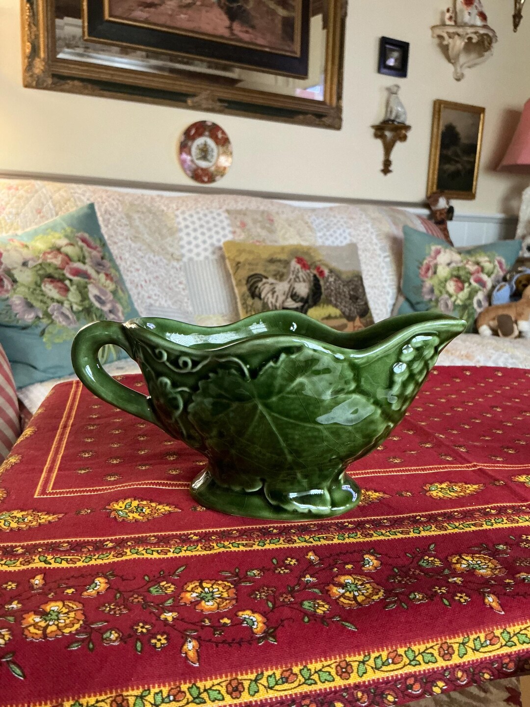 Country Olfaire Majolica Cabbage Leaf Gravy Boat - Etsy