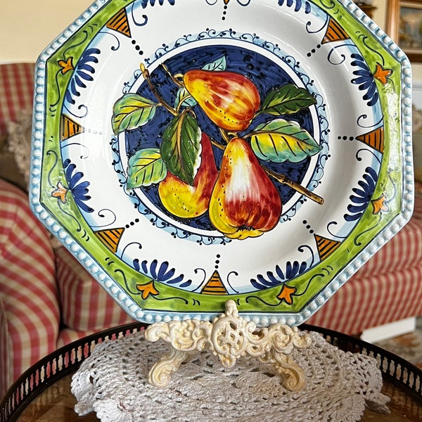 European Italian Montelupo Pottery Florence Fruit Pear Plate