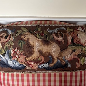French Country Provence Aubusson Petit Point  King Charles Needlepoint Pillow Cover