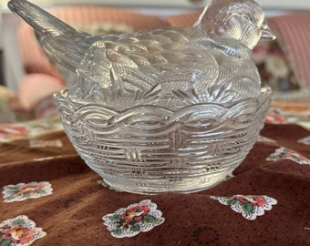 Country Farmhouse Robin Bird Nest Trrinket Cover Dish