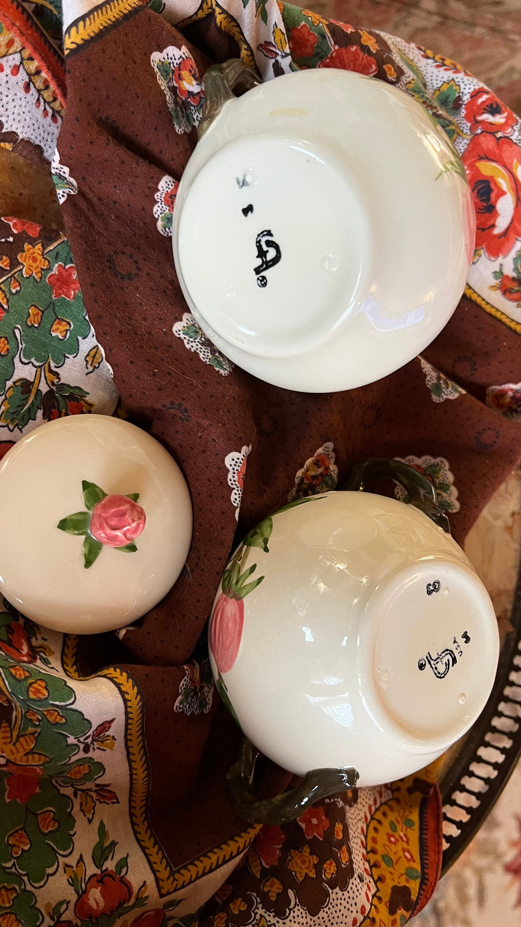 クラシックフランシスカンデザートローズシュガーボウル＆クリーマー