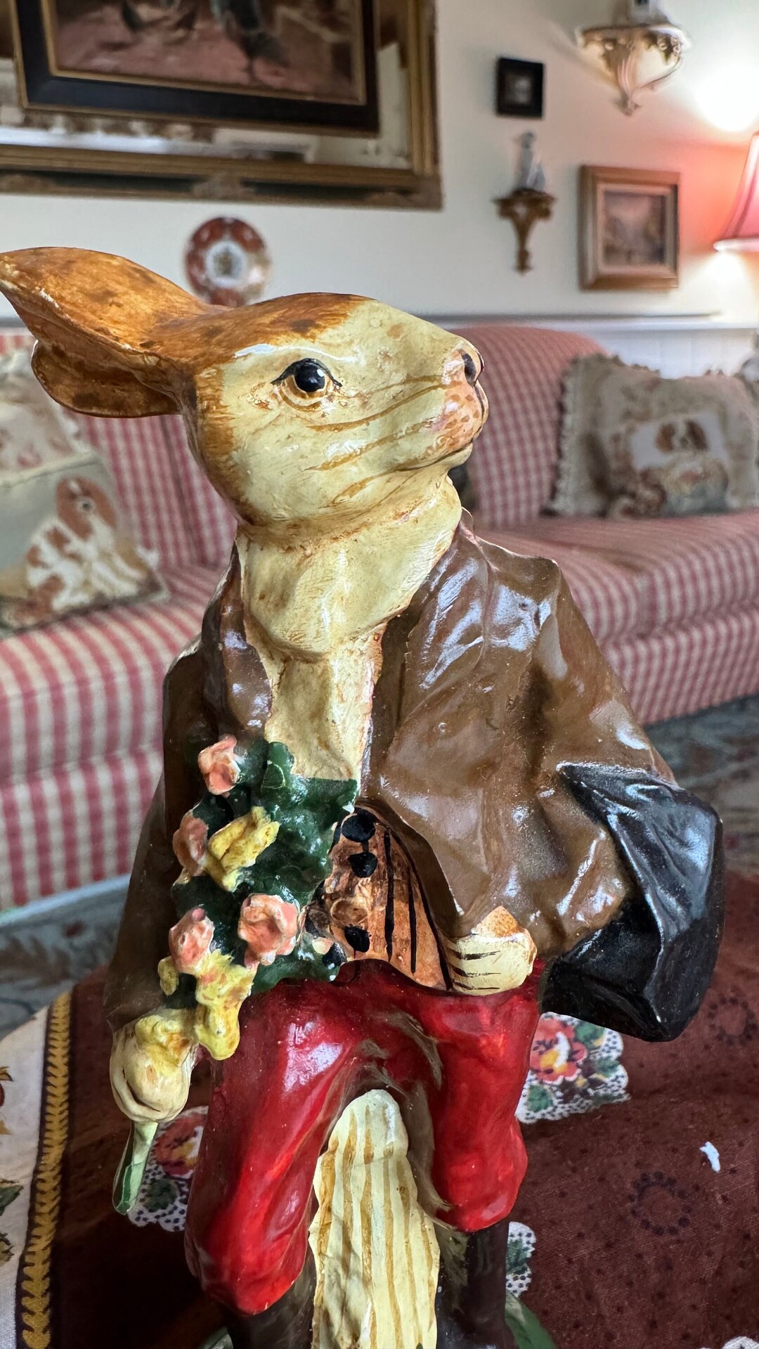 French Country Paper Mache Peter Rabbit Bunny Figurine Etsy