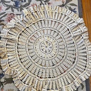 Country French Provence Hand Crochet Round Tablecloth