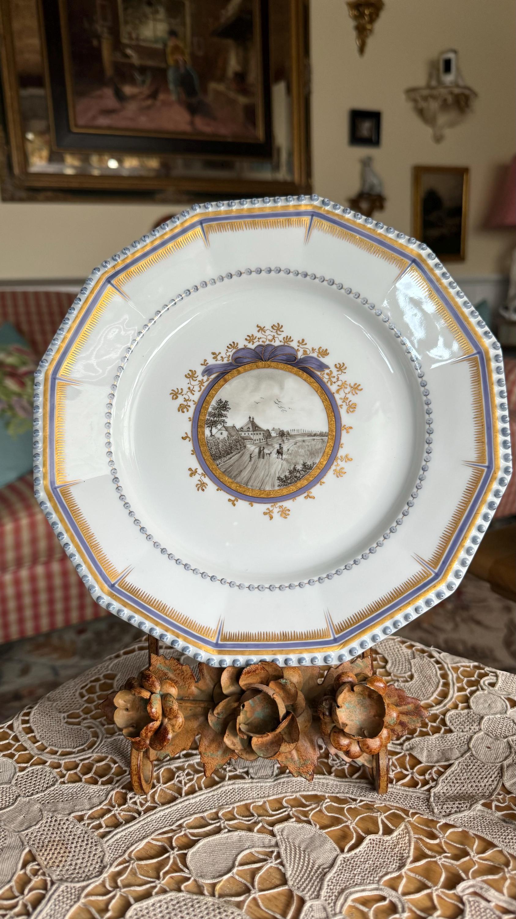 Classic Traditional King Pearl Toile Nymphenberg Porcelain Scenic