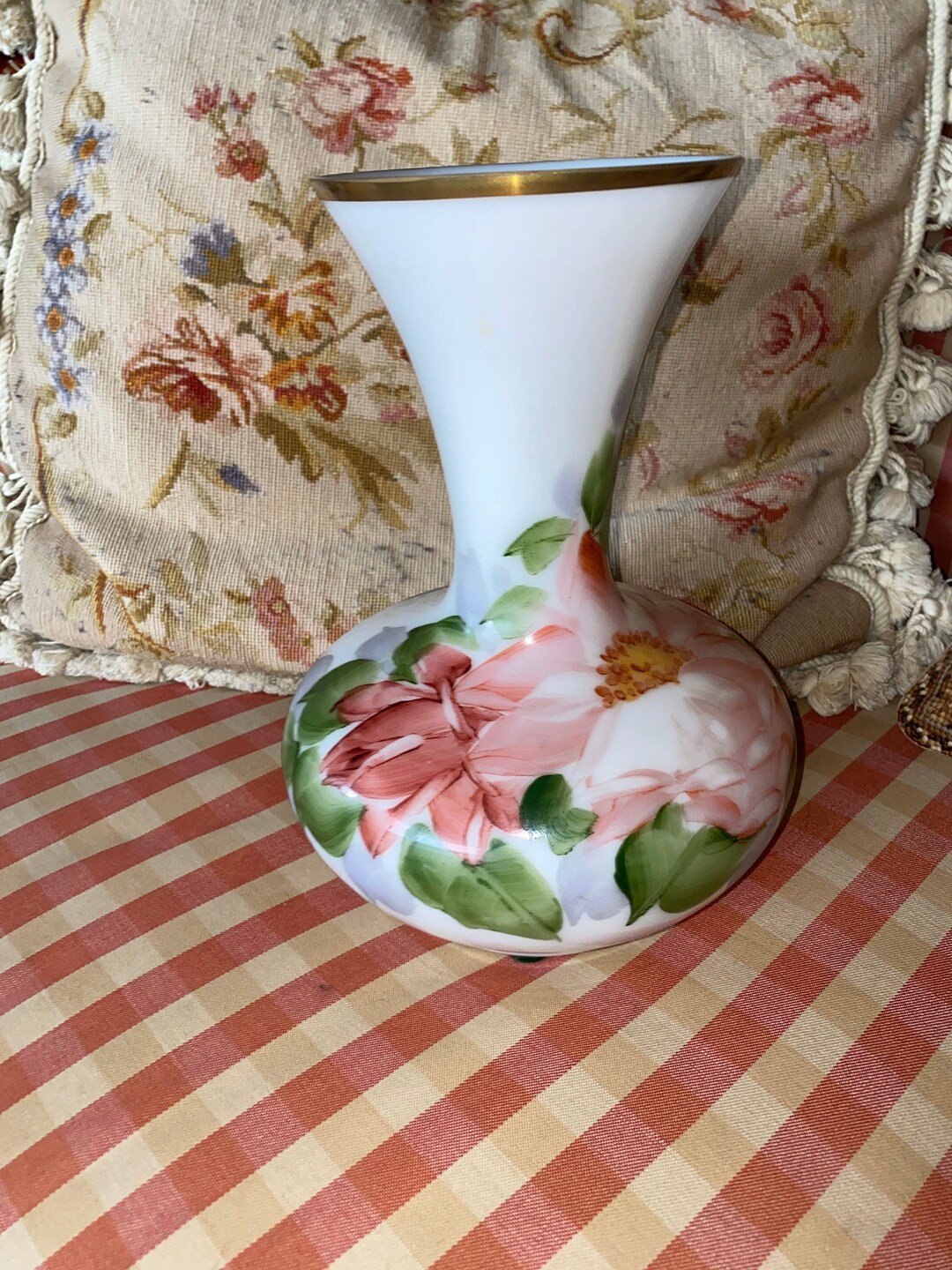 French Romantic Shabby Chic Handpainted Peony Rose Vase - Etsy
