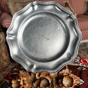French Country Provence Etain D&#39;art Titre Legal Pewter Plate