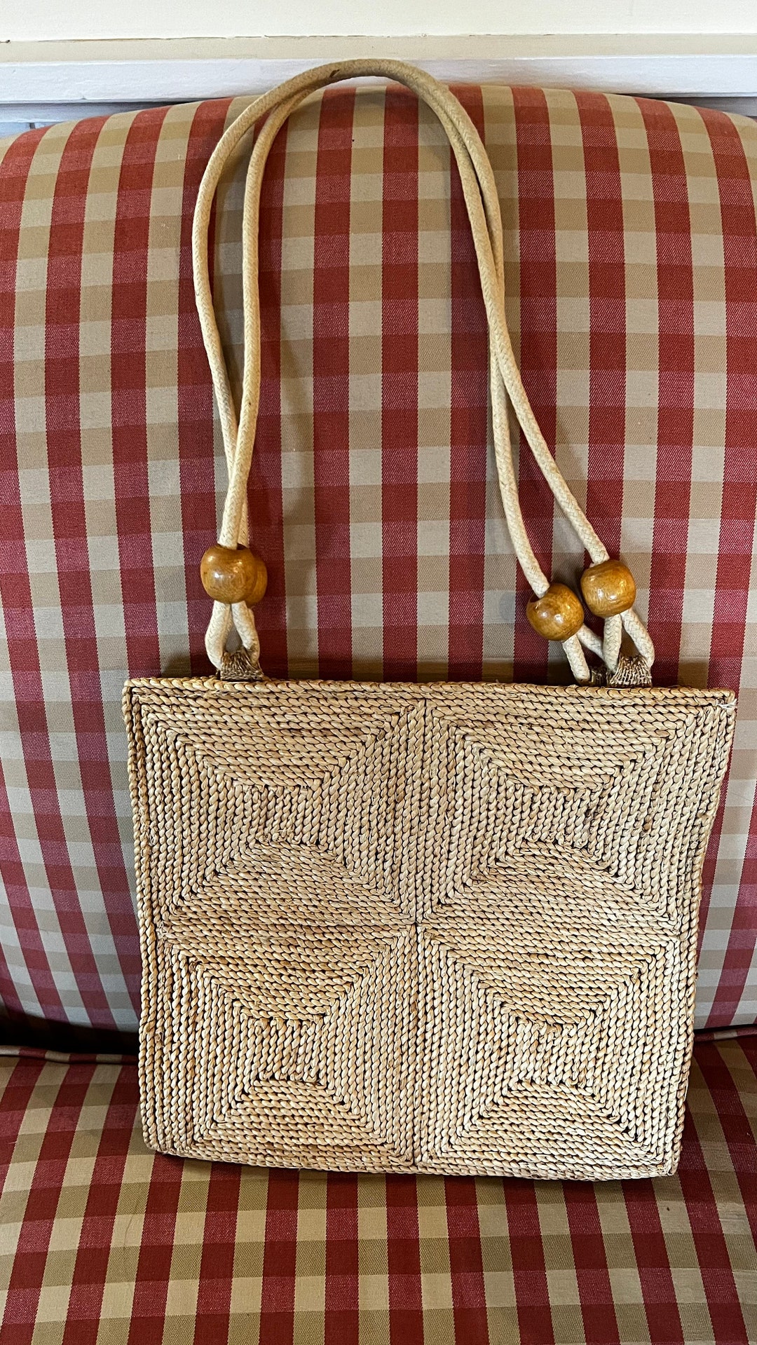 Vintage Hong Kong Woven Jute Straw Mesh Shoulder Bag Etsy