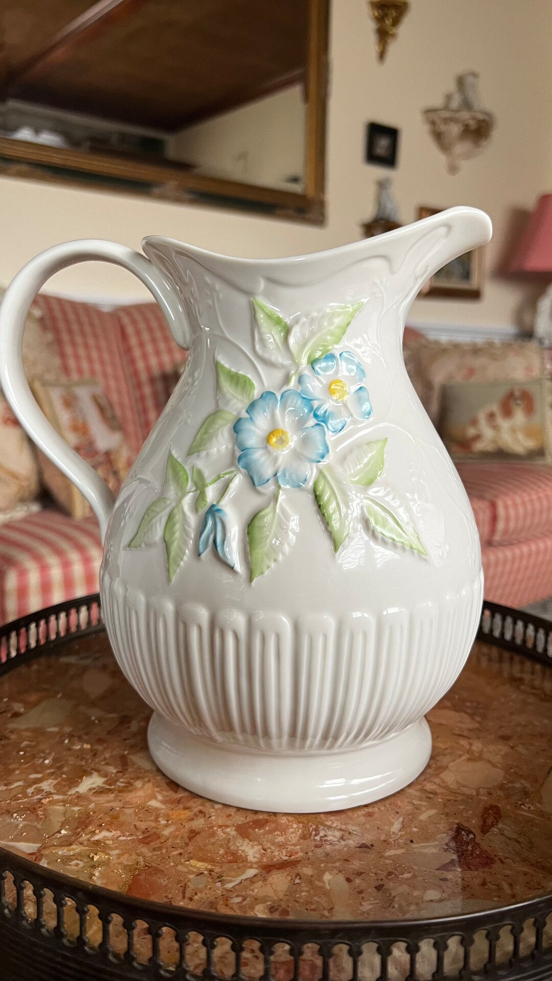 Ireland Belleek China Vintage Italian Garden Pitcher Etsy