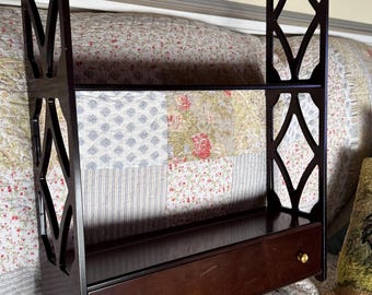 Bombay Company Chippendale Mahogany 3 Tiers Open Wall Hanging Shelf with Single Drawer