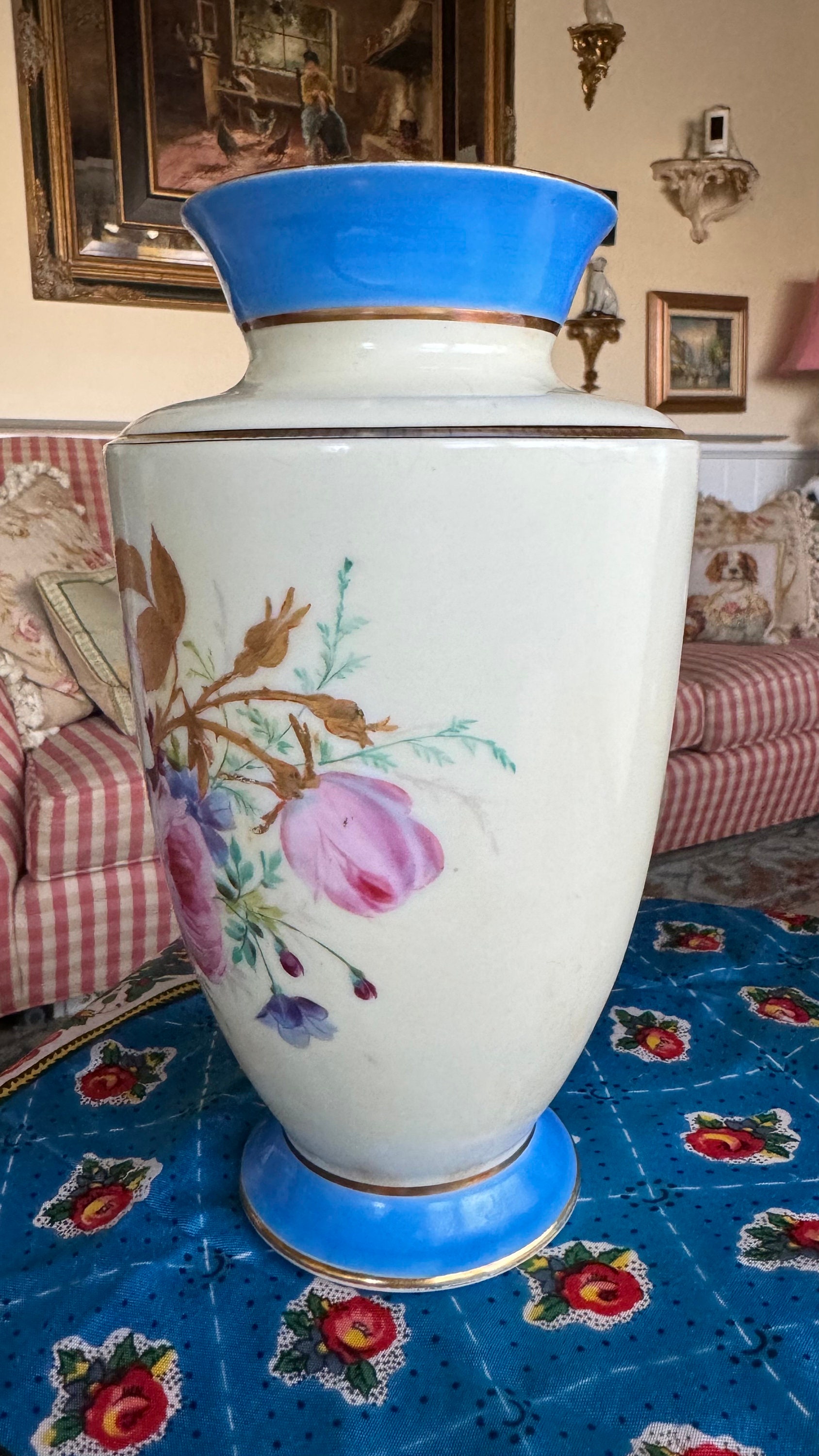 フランスのパリのシックな磁器の手描きの花瓶 - Etsy 日本