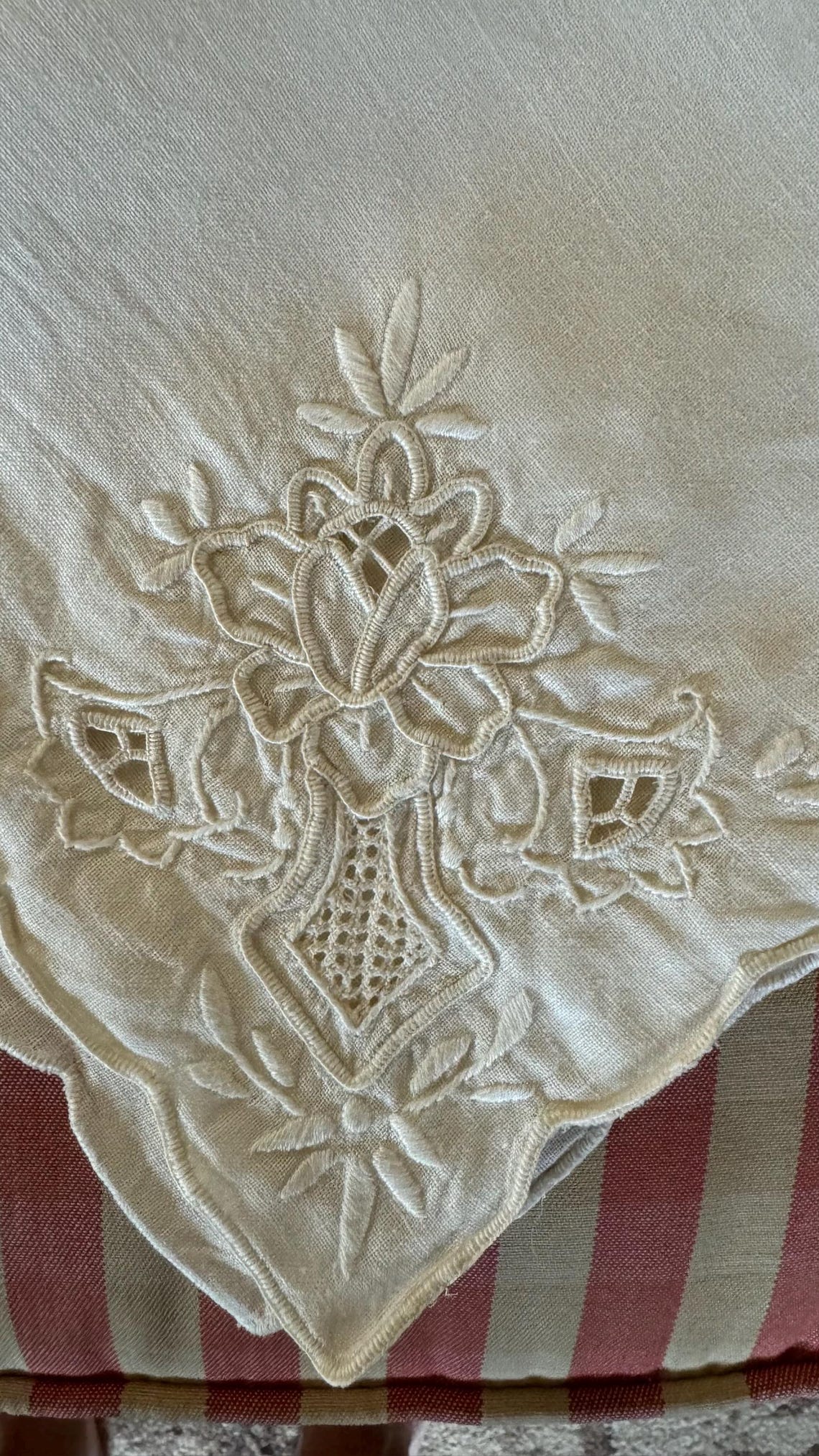Cotton Printed Napkins with Hand-Embroidery & French Knots, Set of 4