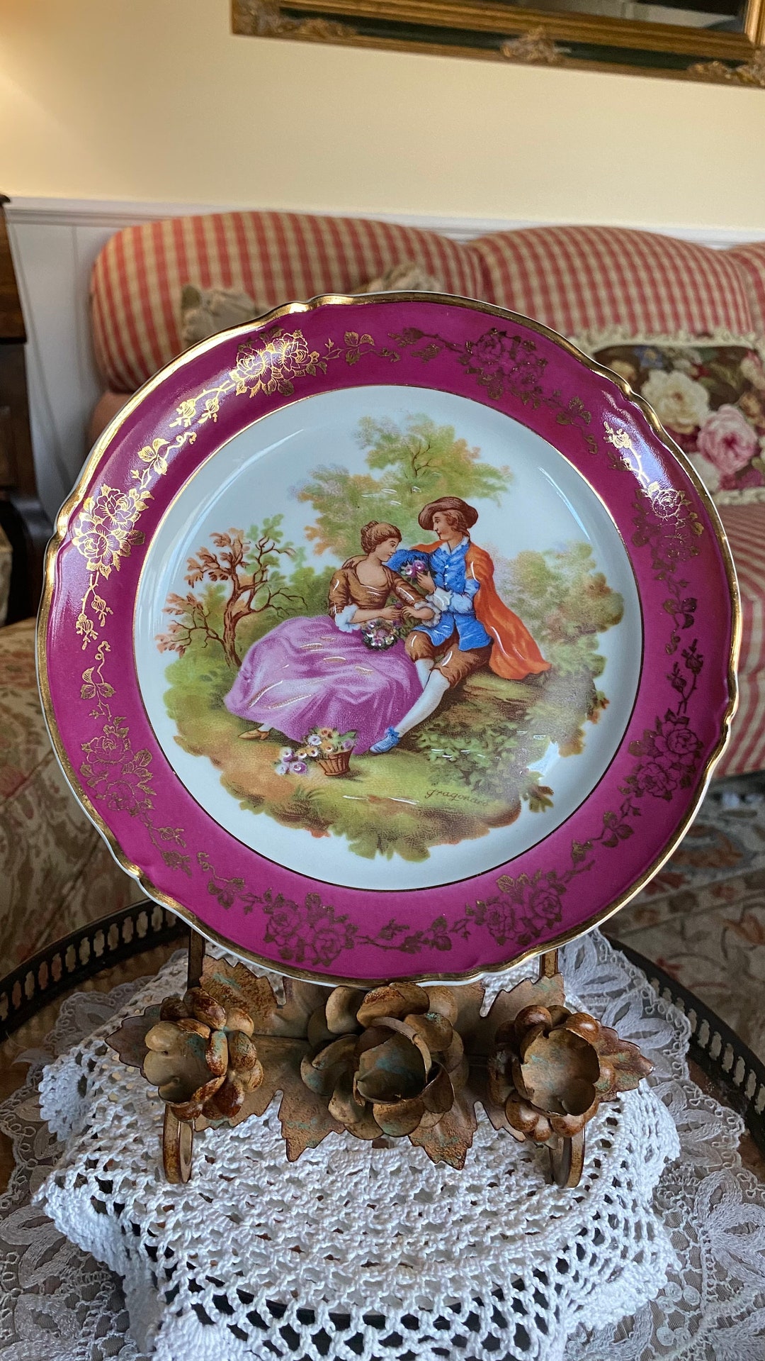 フランス製　Limoges ROSE DE LIMOGESディナープレート ペア フランス製 Limoges ROSE DE LIMOGESディナープレート ペア フランス製