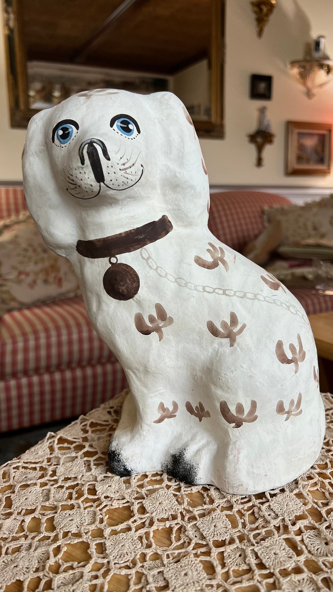 Whimsical Papier Mâché Staffordshire Dog King Charles Etsy