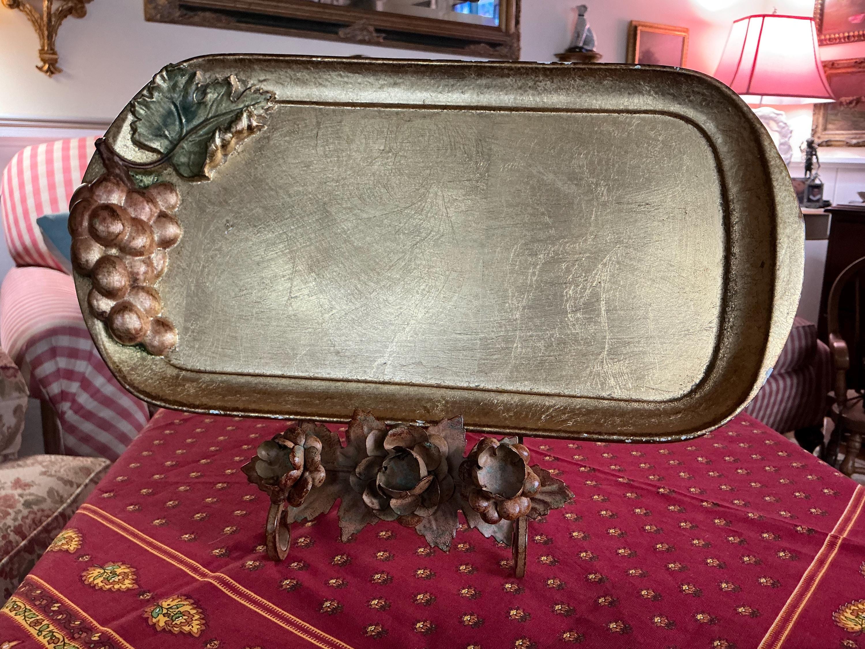 Italian Florentine Sezzatini Firenze Wood Gold Leaf Grape