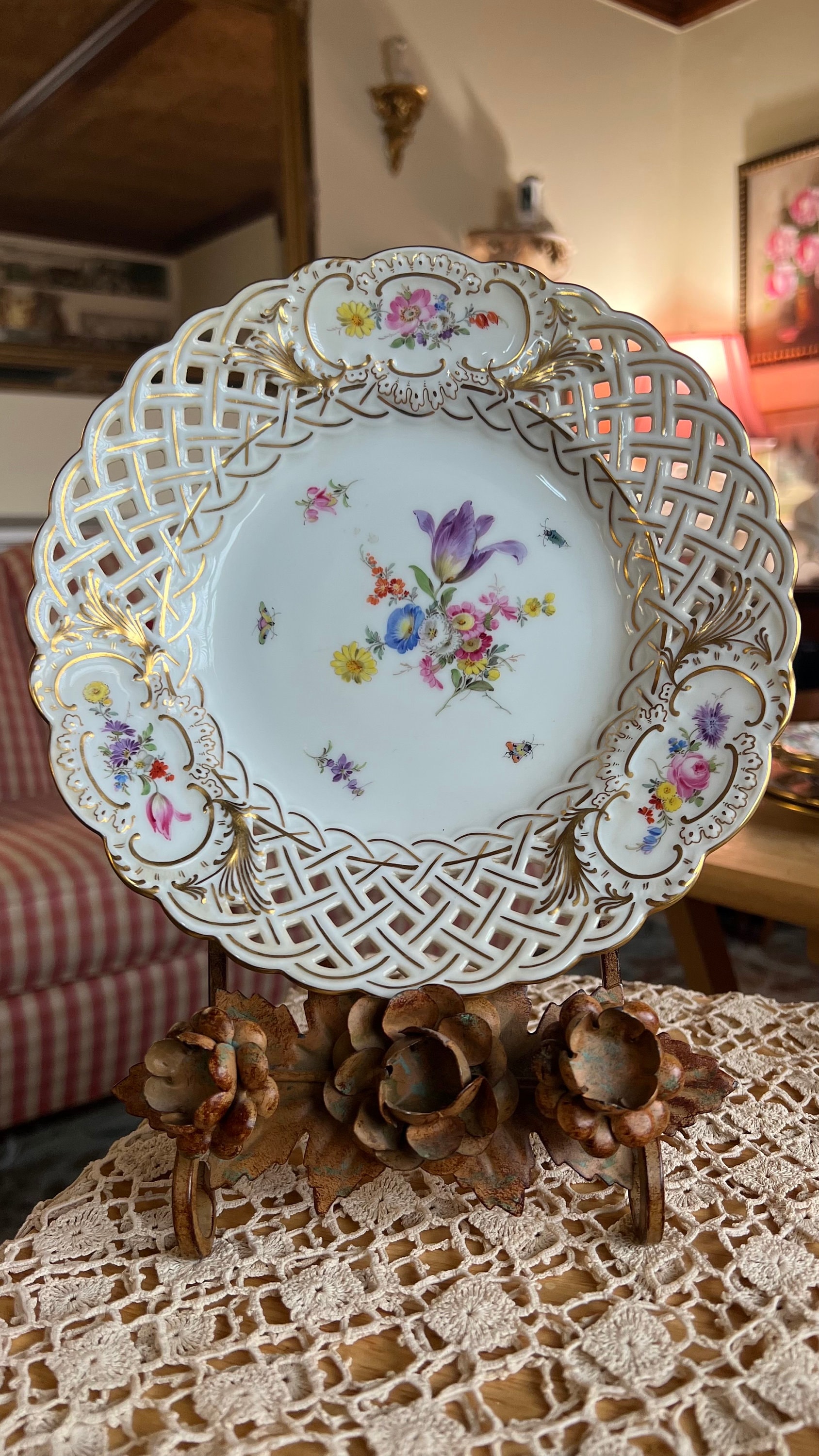 Country Floral Trellis Meissen Porcelain Plate - Etsy