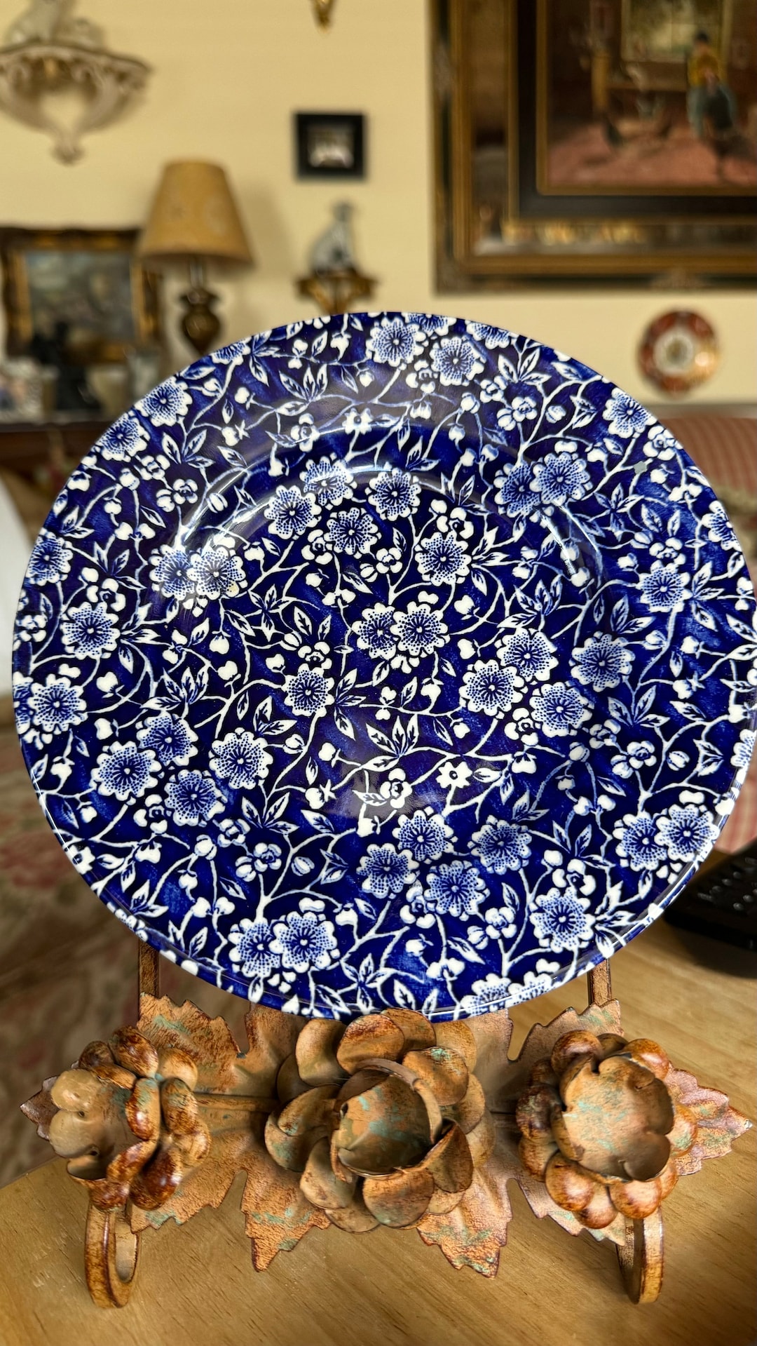 English Country Queen’s Calico Blue Floral Plate - Etsy
