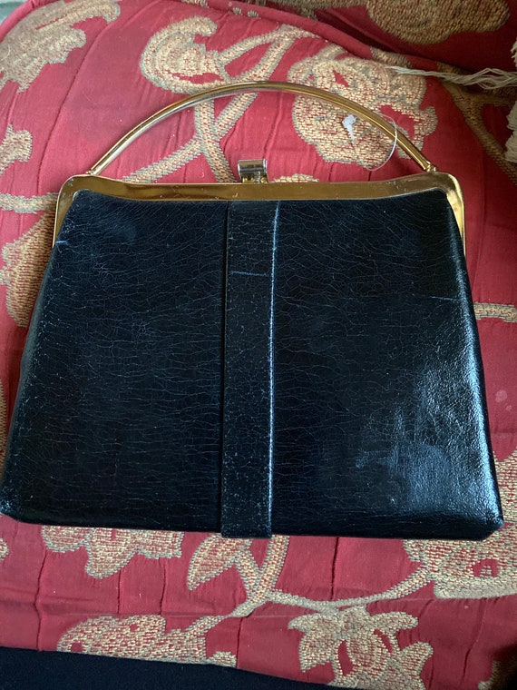 French Chic Leather and Gold Handle Purse Bag