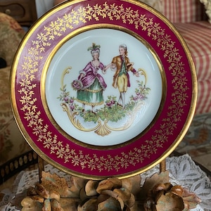 French Provence Limoges France Ribes Victorian Couple Plate