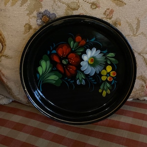 Country Romantic Shabby Chic Tole Floral Tray