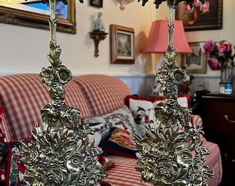Girandole Traditional Victorian French Antique Brass Pair of Candlestick Holder