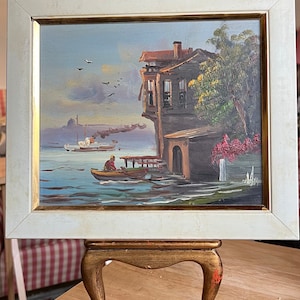 European Italian Oil on Board Sea Life Of Venice Art