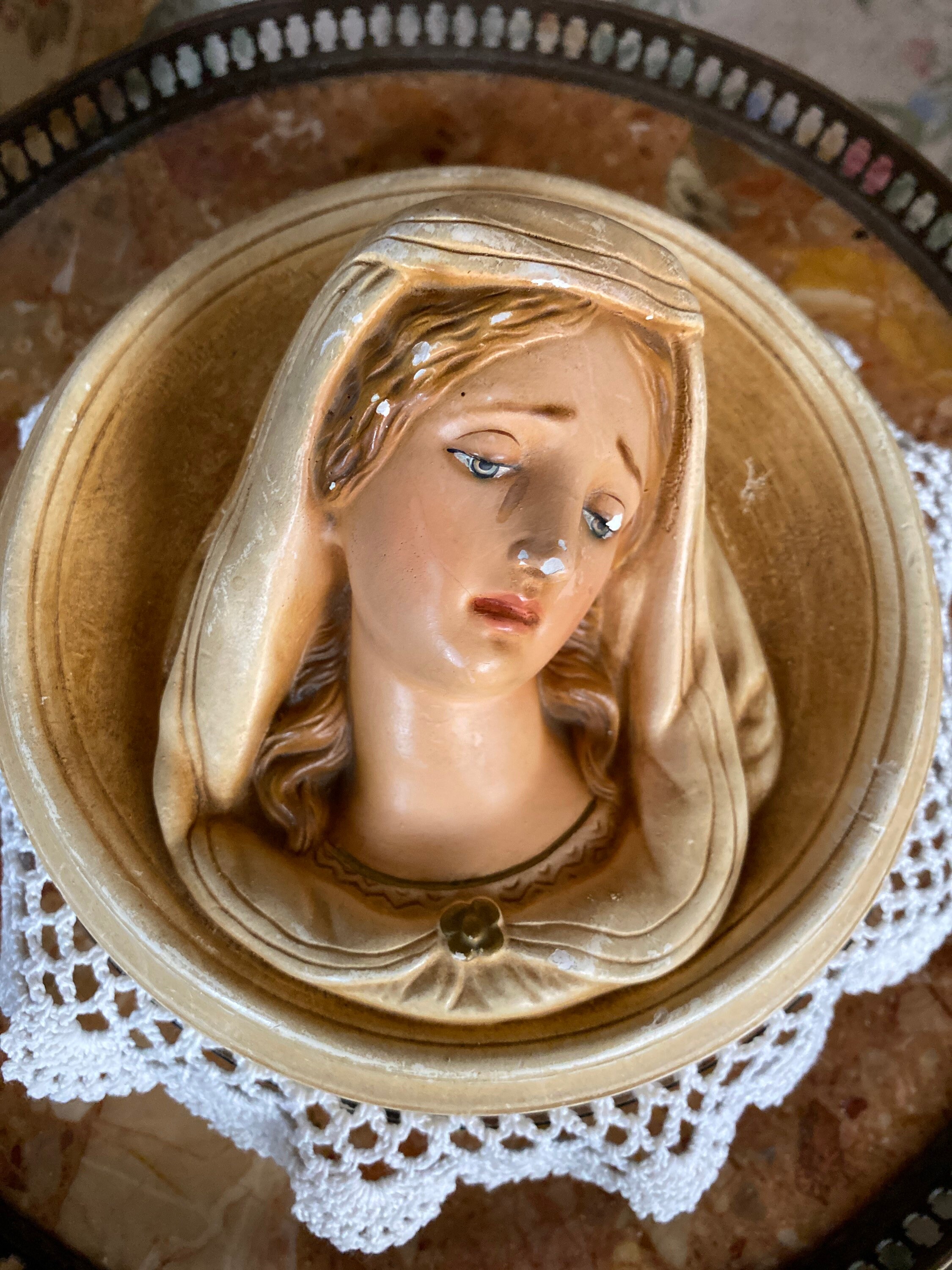 Mother Mary Madonna Chalkware Wall Plaque - Etsy