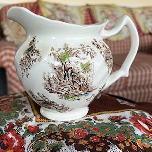 English Country Pastorale Toile De Jouy Creamer Pitcher by Johnson Brothers