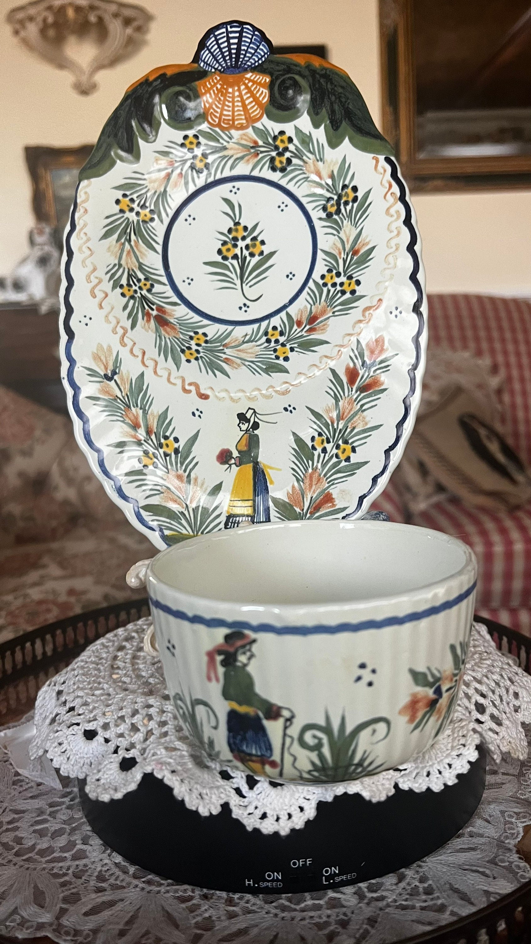 PIERRE DEUXフランスのハンドメイドオリーブ柄ボウル2個セット