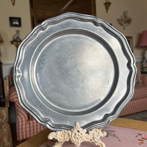 French Country Provence Rustic Crown Castle Pewter Plate