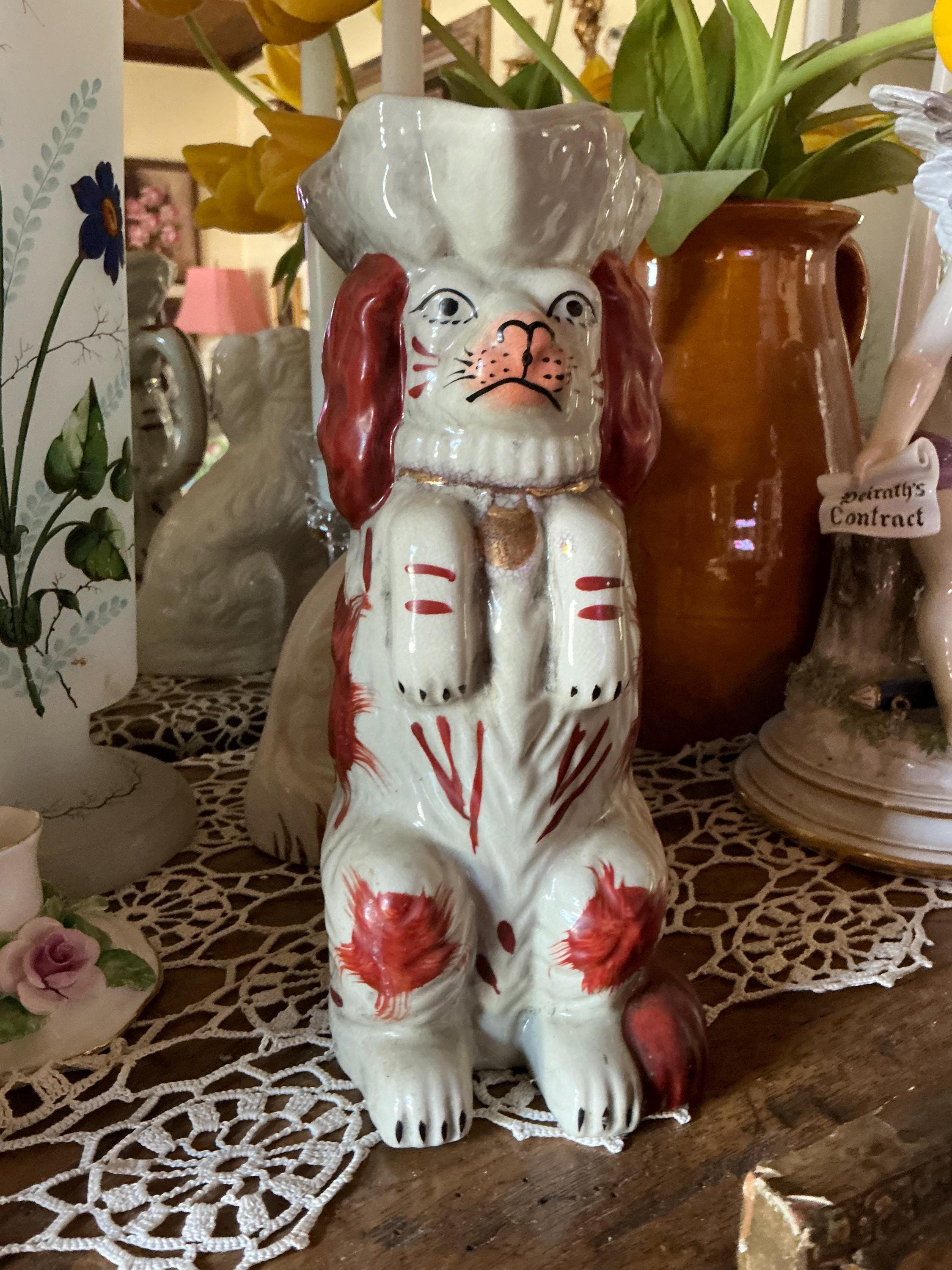 Whimsical English Country King Charles Staffordshire Dog Pitcher