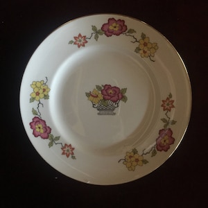 Country English Garden Cottage Staffordshire England Flower Basket plate