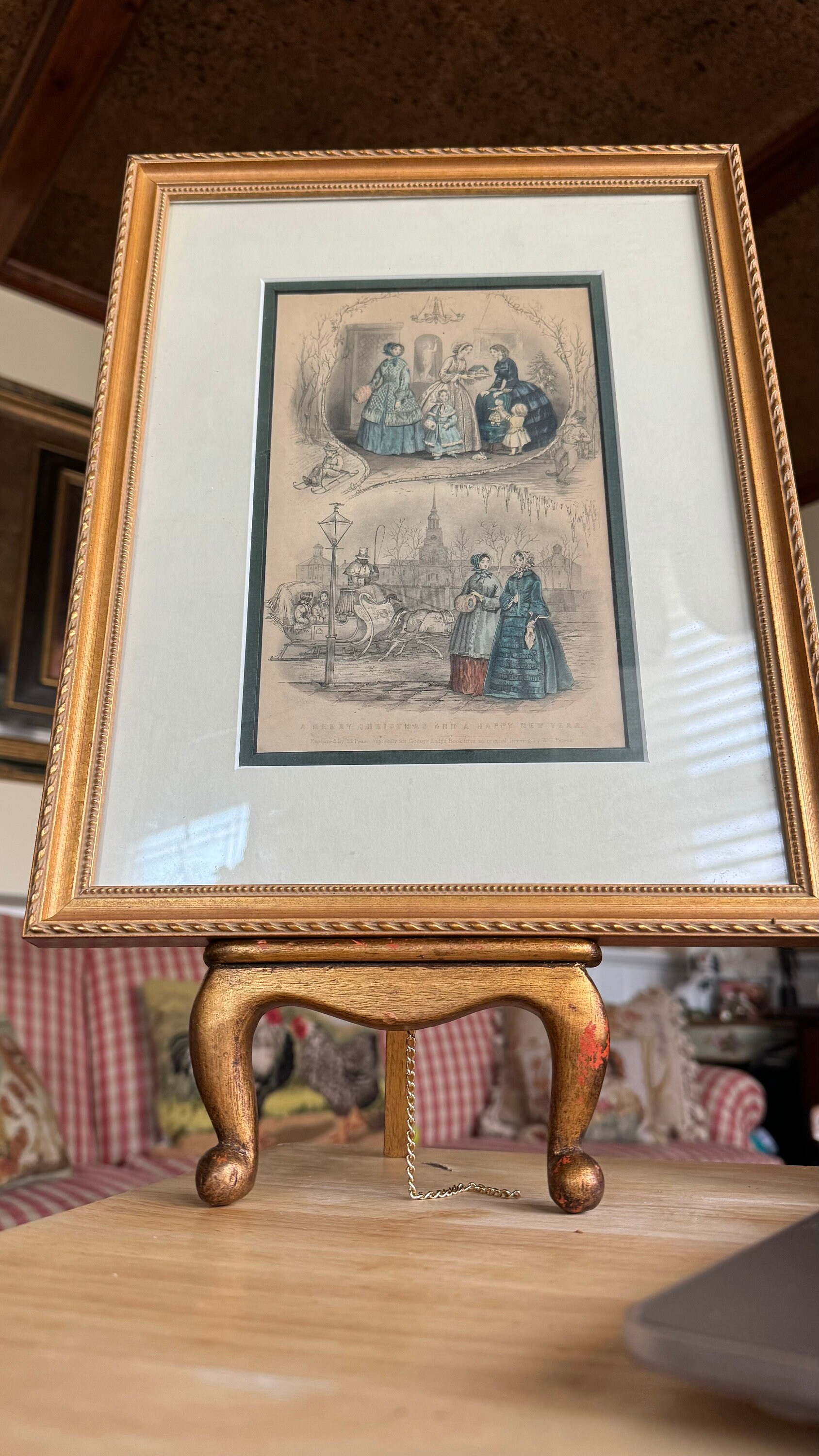 英国アンティークプリント　専門店で額装済み レンタル品】英国アンティーク油絵 (風景画） C.J.Parry c1880 - 鎌倉