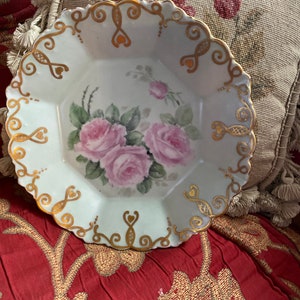 Handpainted Schumann Germany Floral Rose Blush Round Plate