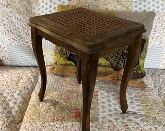 European Italian Decorative Cane Wood Stool Bench