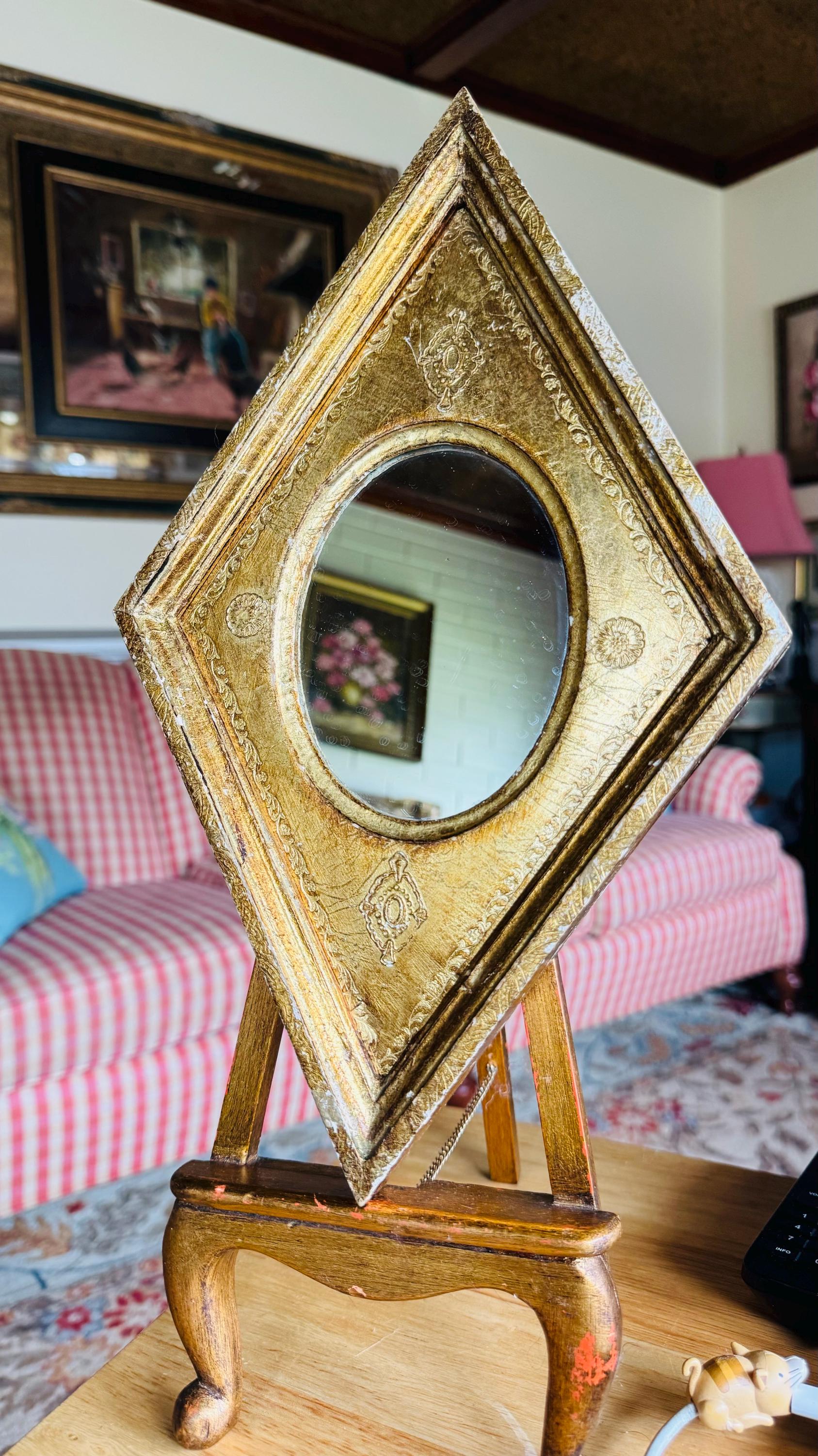 Italian Florentine Wood Gold Diamond Shape Mirror - Etsy