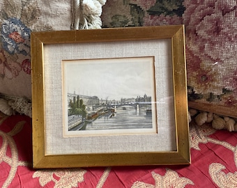 French Paris Chic Vue Des Quais Frame Hand Color Frame Print