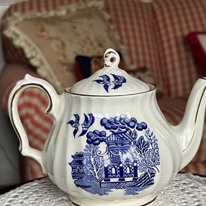Country Cottage Cottage Core Teapot Collector Blue and White Ceramic Teapot Blue Floral Teapot Grandmillennial