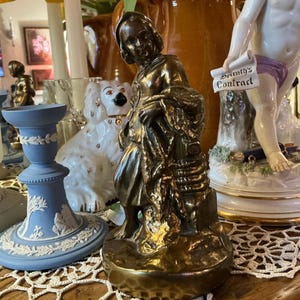French Country Victorian Country Lady Brass Antique Cast Iron Metal Door Stop or Bookend