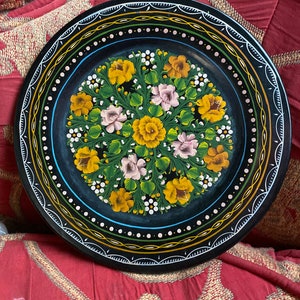 Country Romantic Shabby Chic Tole Floral Wood Dish